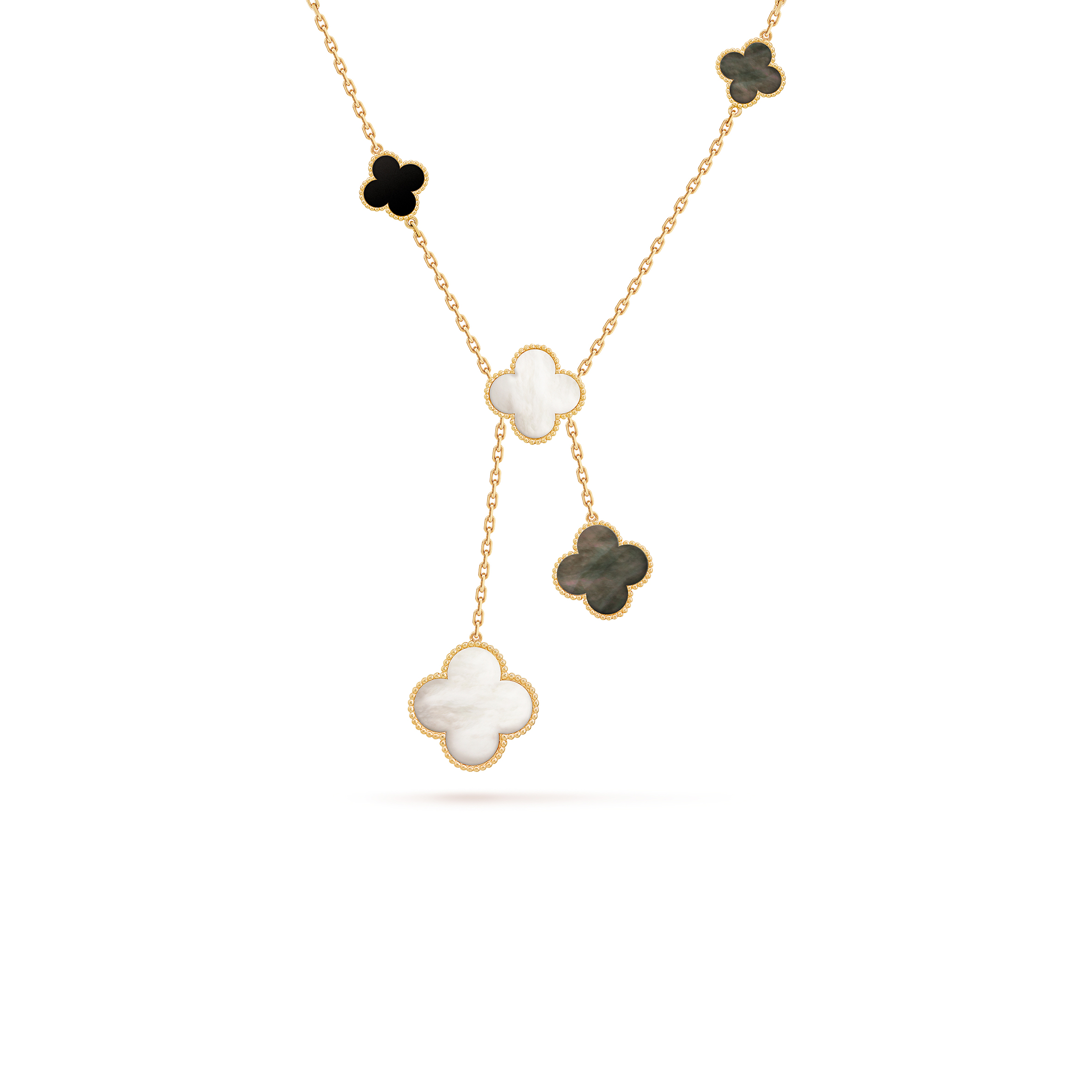 VAN CLEEF ARPELS MAGIC ALHAMBRA NECKLACE, 6 MOTIFS - YELLOW GOLD, MOTHER-OF-PEARL, ONYX  VCARD79200